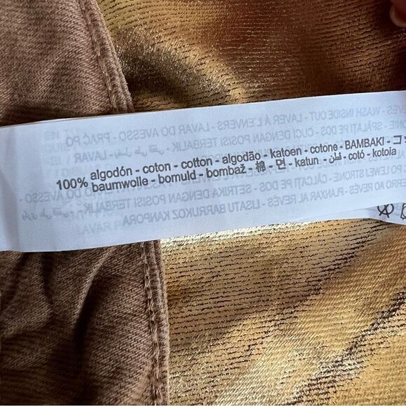 STRADIVARIUS Straight Fit Pants Jeans Coated In Gold Color Cotton Size 2. - Picture 8 of 8